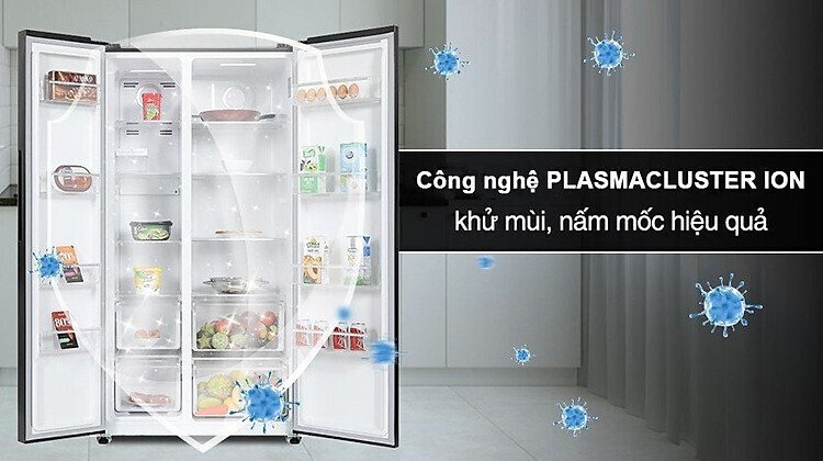 tủ lạnh sharp inverter side by side 600 lít sj-sbxp600v-ds