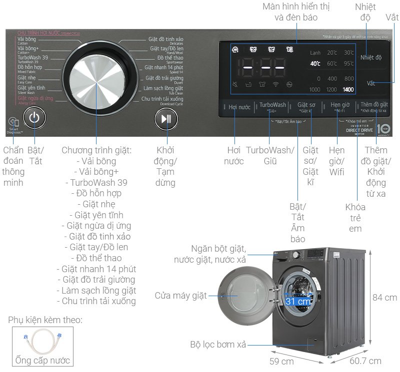 máy giặt lg ai dd inverter 12 kg fv1412s3b