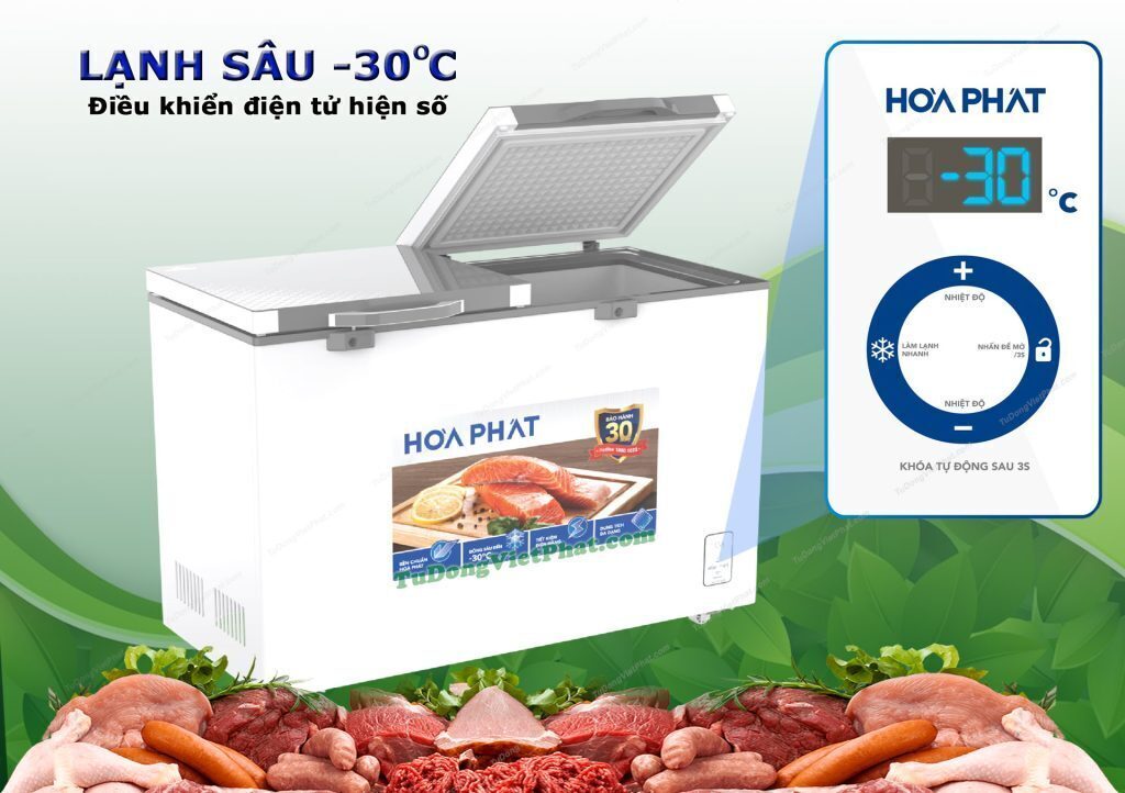 tủ đông hòa phát cánh kính 2 ngăn 2 cánh hpf bd6245.t1