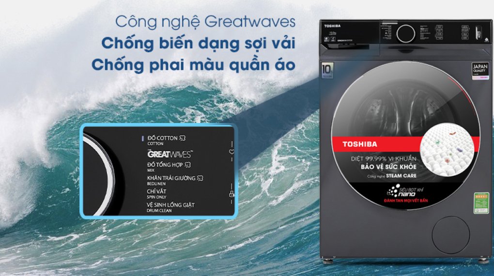 máy giặt toshiba inverter 10.5 kg tw-bk115g4v (mg)