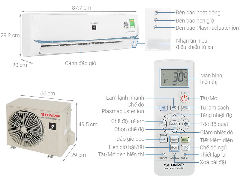 máy lạnh sharp inverter 1.5 hp ah-xp13bsw