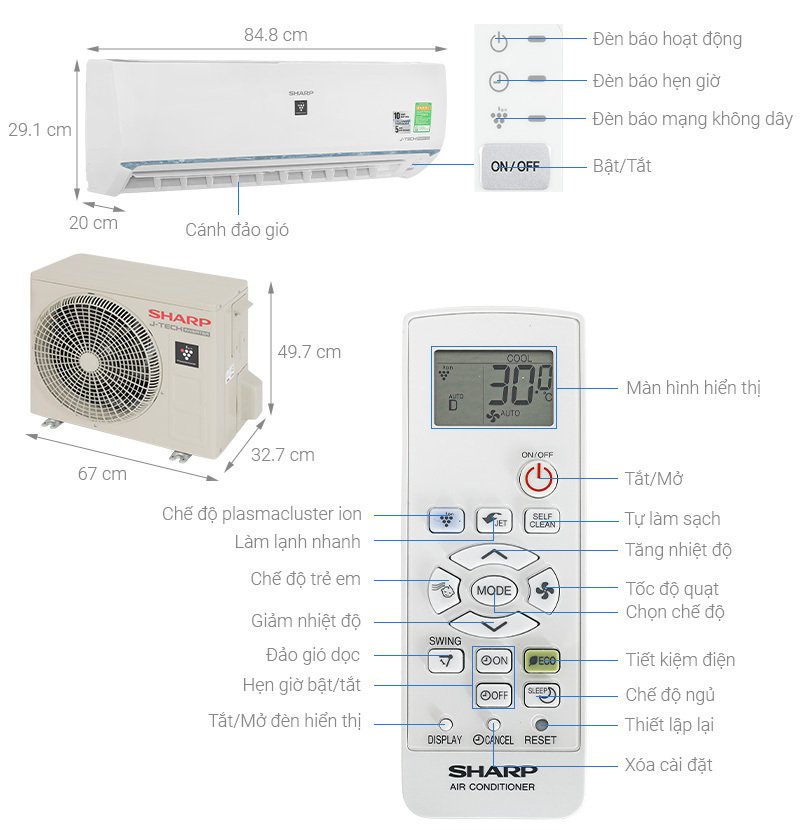 máy lạnh sharp inverter 1 hp ah-xp10bsw