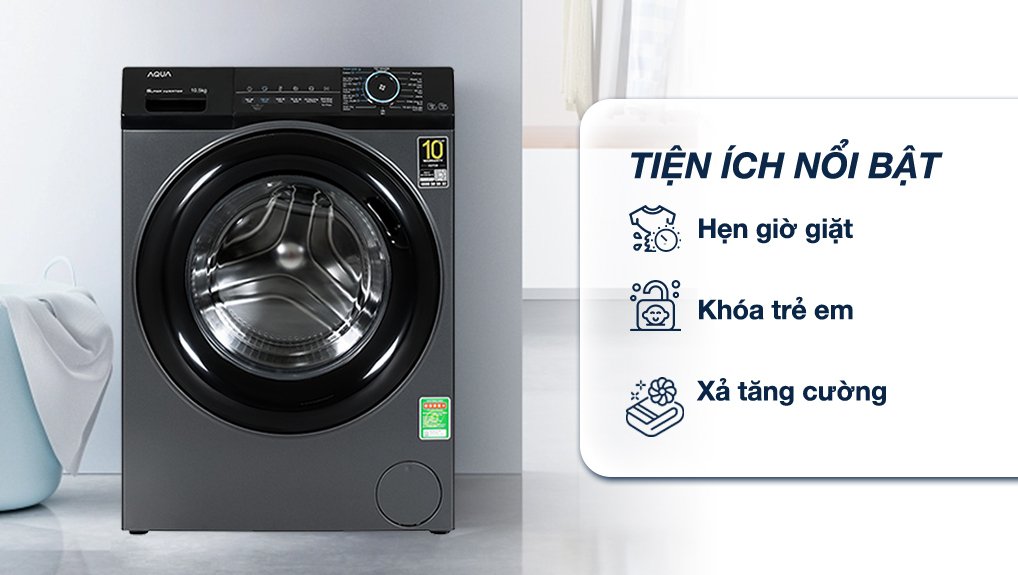 máy giặt aqua inverter 10.5 kg aqd-a1052j bk