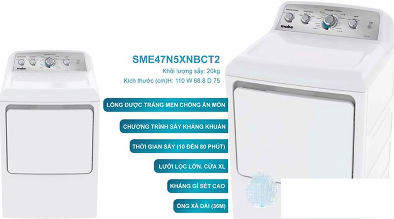máy sấy quần áo mabe sme47n5xnbct2 - 20 kg