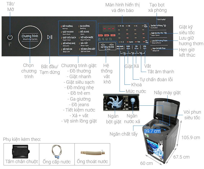 máy giặt samsung inverter 10.5 kg wa10cg5745bdsv