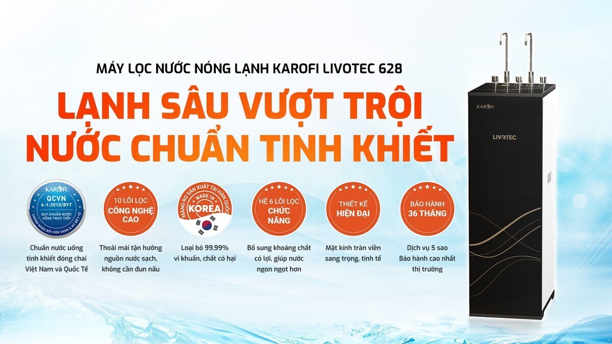 máy lọc nước nóng lạnh karofi livotec 628