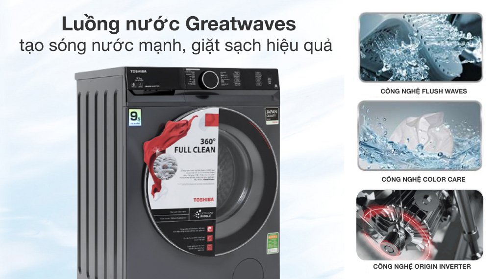 máy giặt toshiba inverter 9.5 kg tw-bk105g4v(mg)