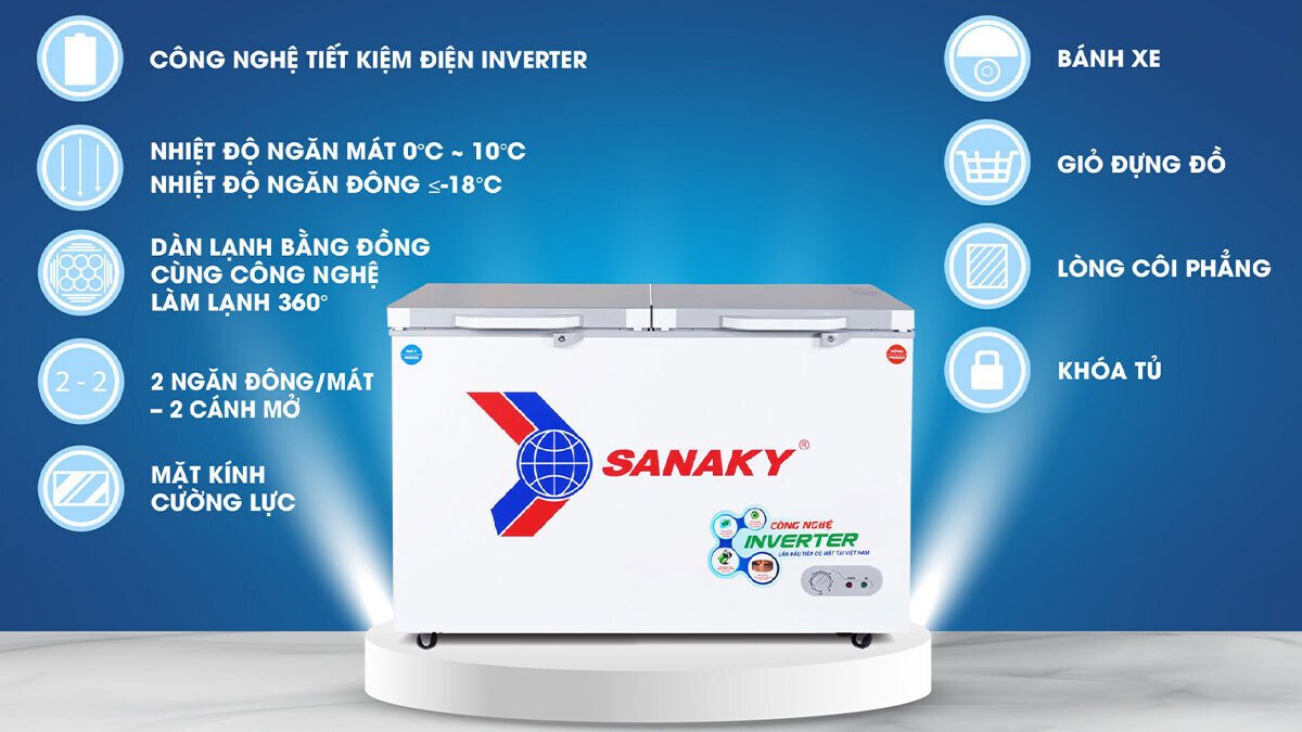tủ đông inverter sanaky vh-3699w4k 360 lít