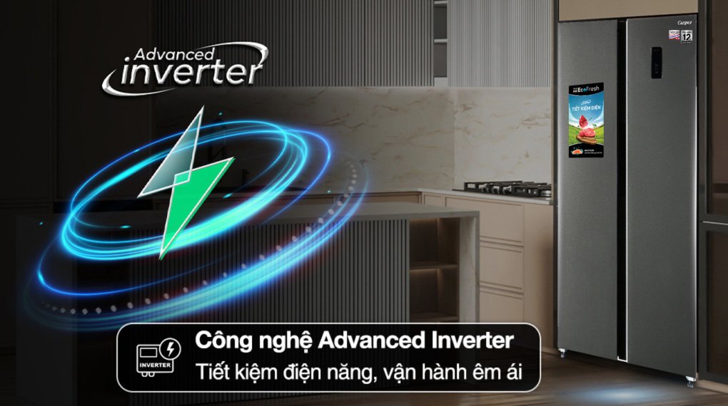 tủ lạnh casper inverter 458 lít side by side rs-460pg