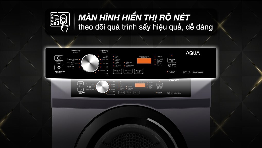 máy sấy thông hơi aqua 8 kg aqh-v800h ss