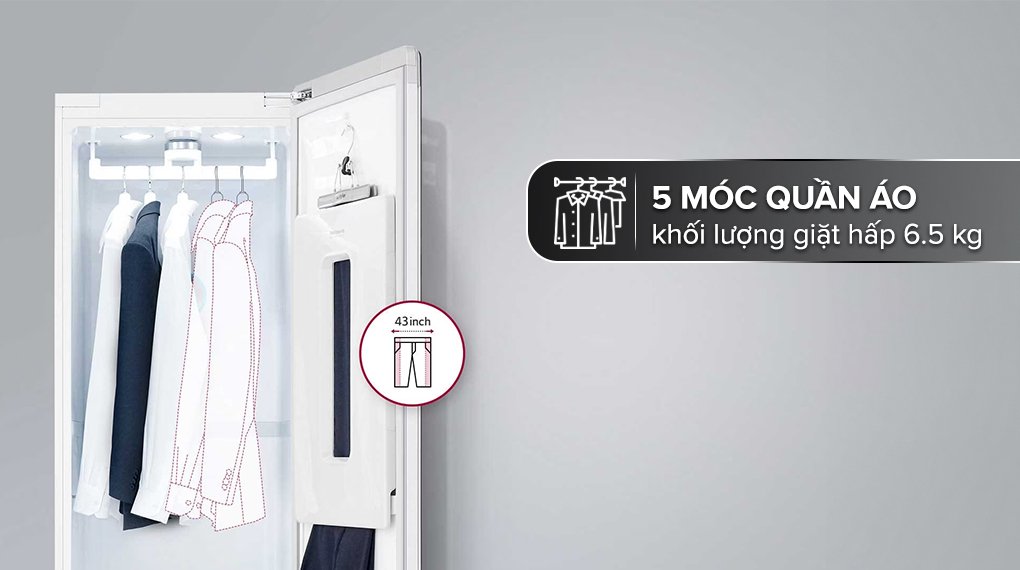 tủ chăm sóc quần áo thông minh lg styler inverter 5 móc s5mb