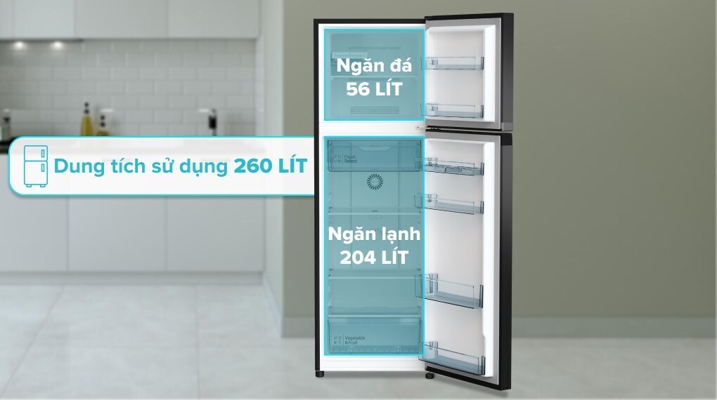 tủ lạnh hitachi inverter 260 lít hrtn5275mfuvn