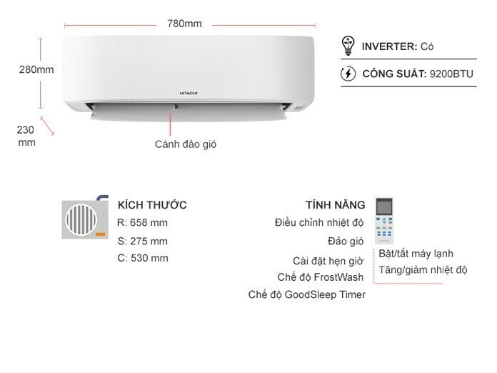 máy lạnh hitachi inverter 1 hp rac/rak-dj10pcasvx
