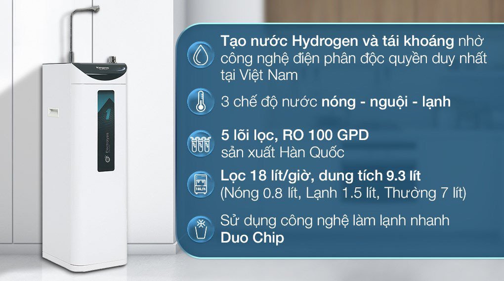 máy lọc nước ro nóng nguội lạnh hydrogen kangaroo kg10a7es 5 lõi
