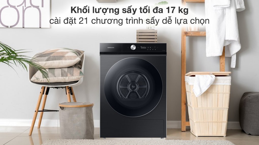 máy sấy bơm nhiệt samsung bespoke ai 17 kg dv17b9750cv/sv