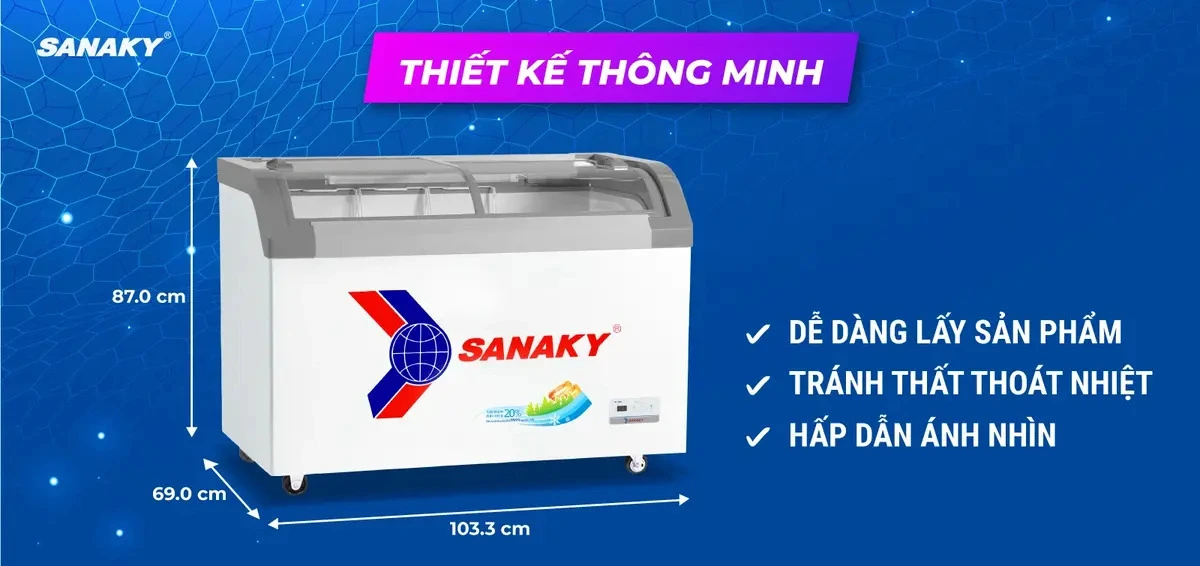 tủ đông trưng bày kem sanaky 280 lít vh-3899kb