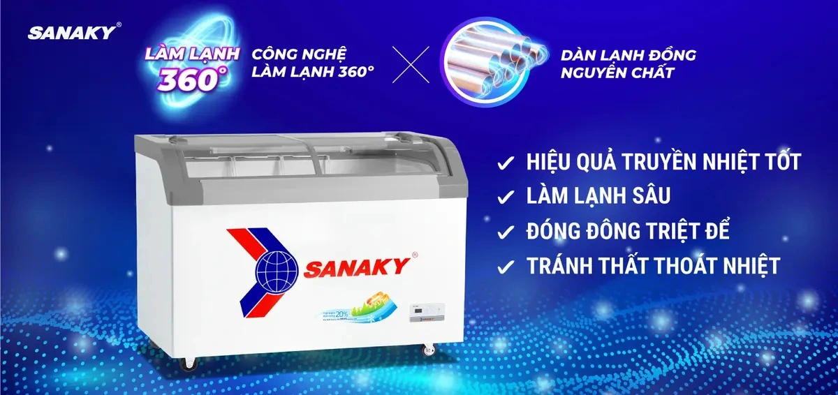 tủ đông trưng bày kem sanaky 280 lít vh-3899kb