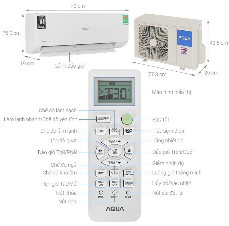 máy lạnh aqua inverter 1 hp aqa-rv10qa2 mới 2024