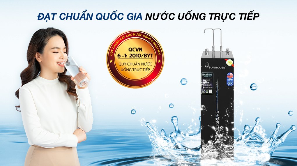 máy lọc nước ro nóng nguội lạnh sunhouse ultrapure sha76210kl 10 lõi