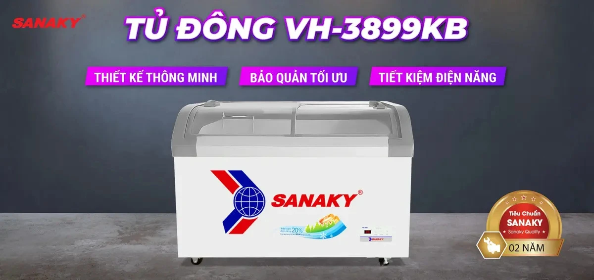 tủ đông trưng bày kem sanaky 280 lít vh-3899kb