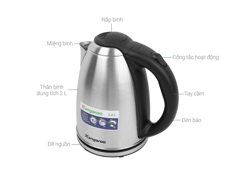 bình đun siêu tốc kangaroo 2 lít kg-20sk3
