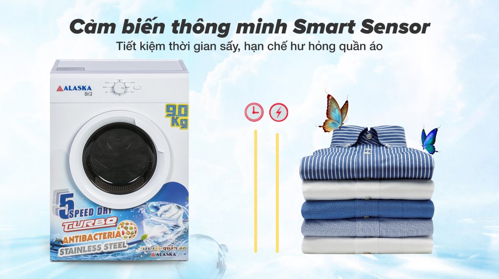 máy sấy quần áo thông hơi alaska 9kg s90