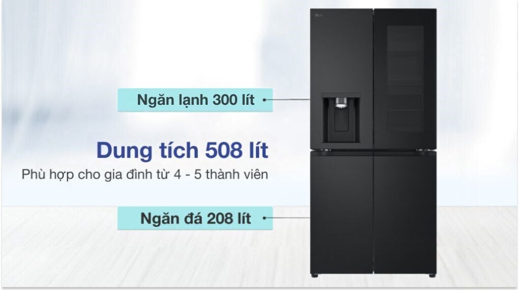 tủ lạnh lg inverter 508 lít multi door instaview lfi50blmai