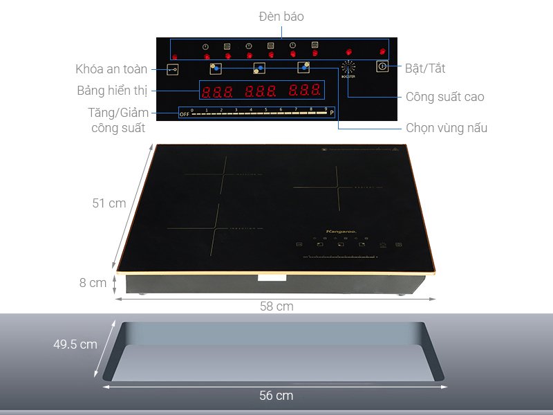 bếp ba điện từ hồng ngoại kangaroo kg446i