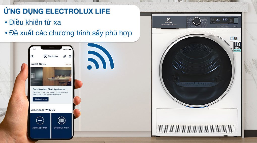 máy sấy bơm nhiệt electrolux ultimatecare 8 kg edh803q7wb