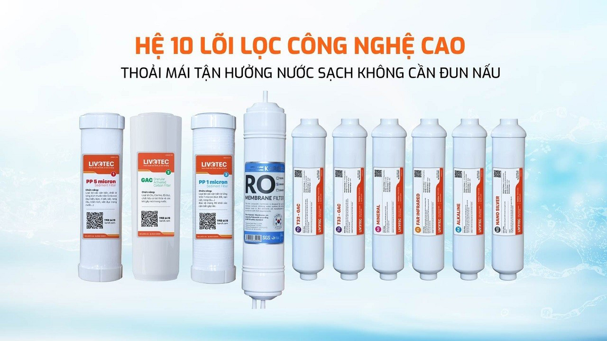 máy lọc nước nóng lạnh karofi 10 cấp lọc livotec 616