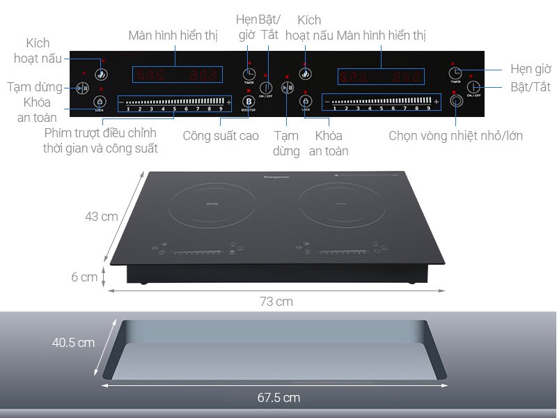 bếp từ hồng ngoại lắp âm kangaroo kg852i