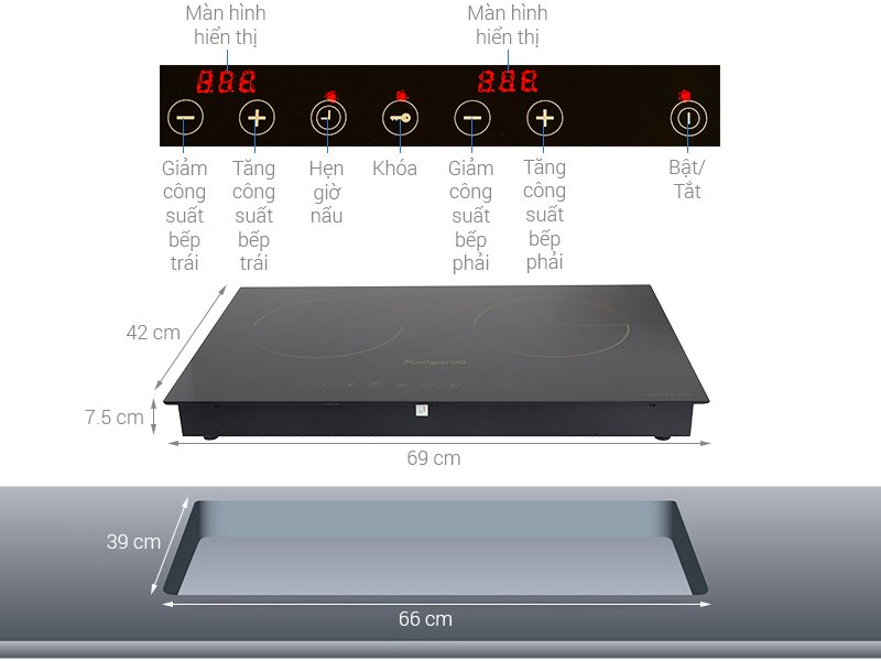 bếp từ hồng ngoại lắp âm kangaroo kg499n