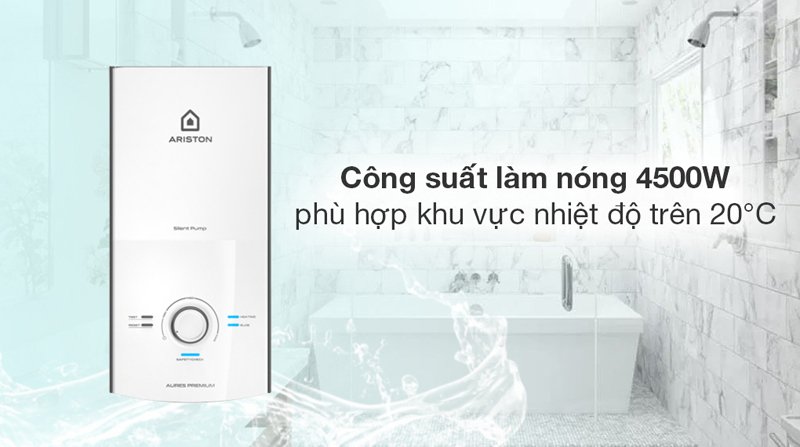 máy nước nóng trực tiếp ariston aures premium 4.5p ivory
