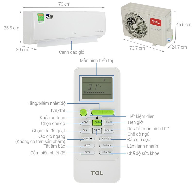 máy lạnh tcl inverter 1 hp tac-09csd/xab1i