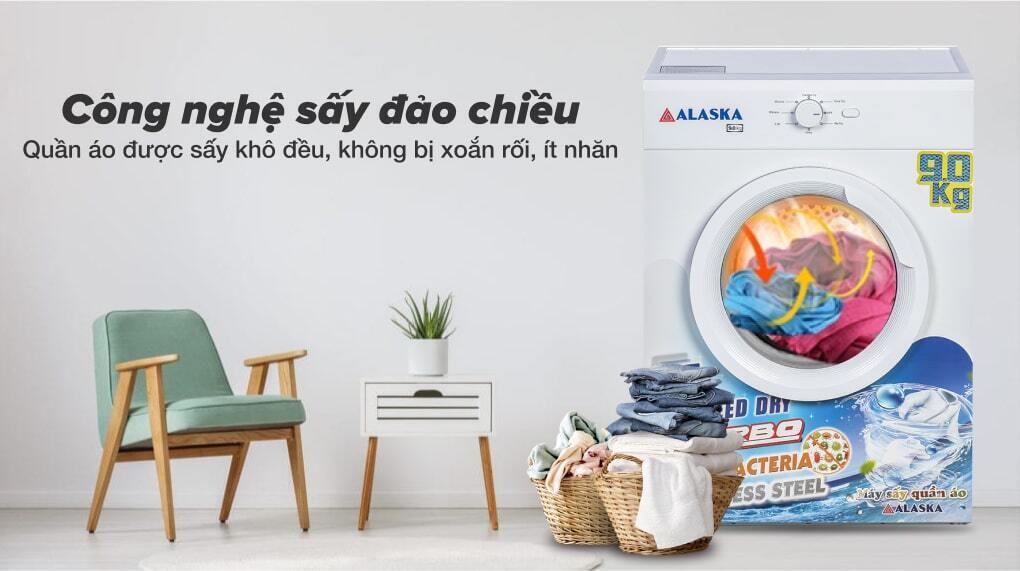 máy sấy quần áo thông hơi alaska 9kg s90