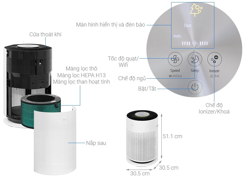 máy lọc không khí lg puricare 360 hit as60ghwg0 41w