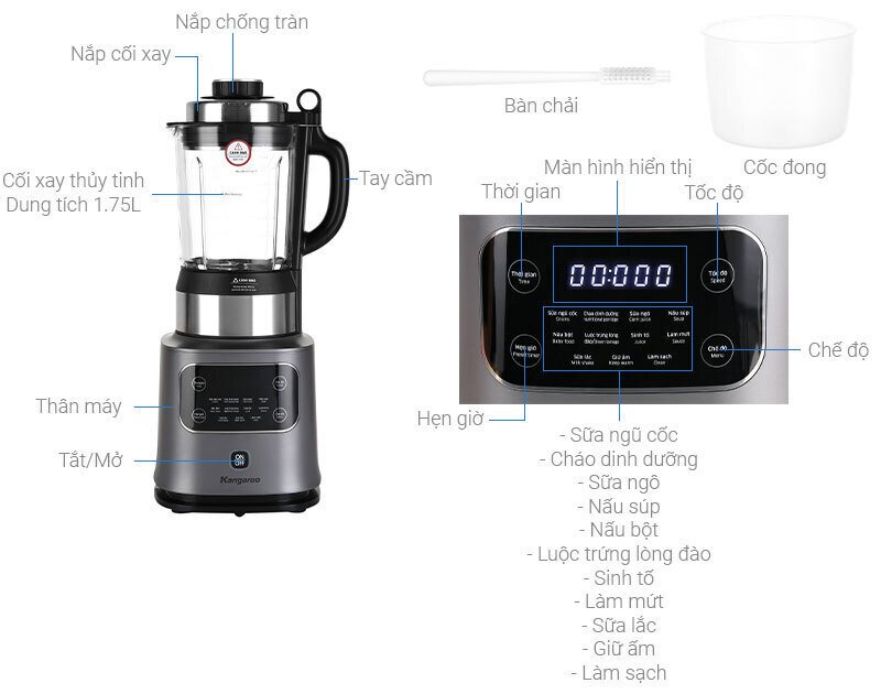 máy xay nấu đa năng kangaroo kg175hb1