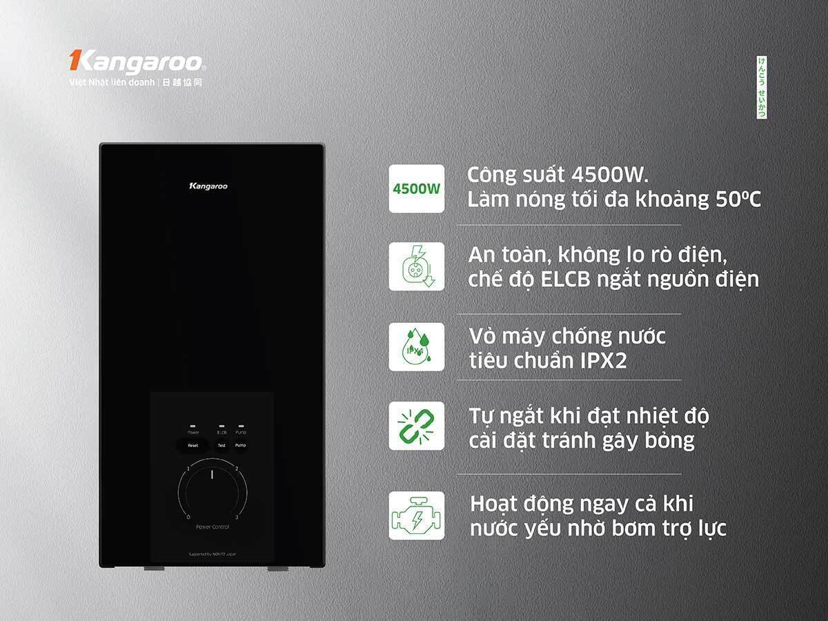 máy nước nóng trực tiếp kangaroo kgwd45p2