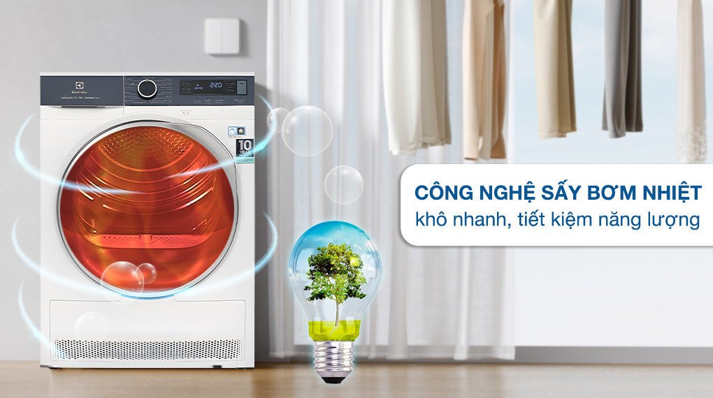 máy sấy bơm nhiệt electrolux ultimatecare 8 kg edh803q7wb