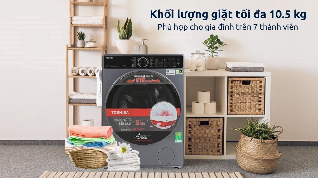 máy giặt toshiba inverter 10.5 kg tw-t25bzu115mwv(mg)