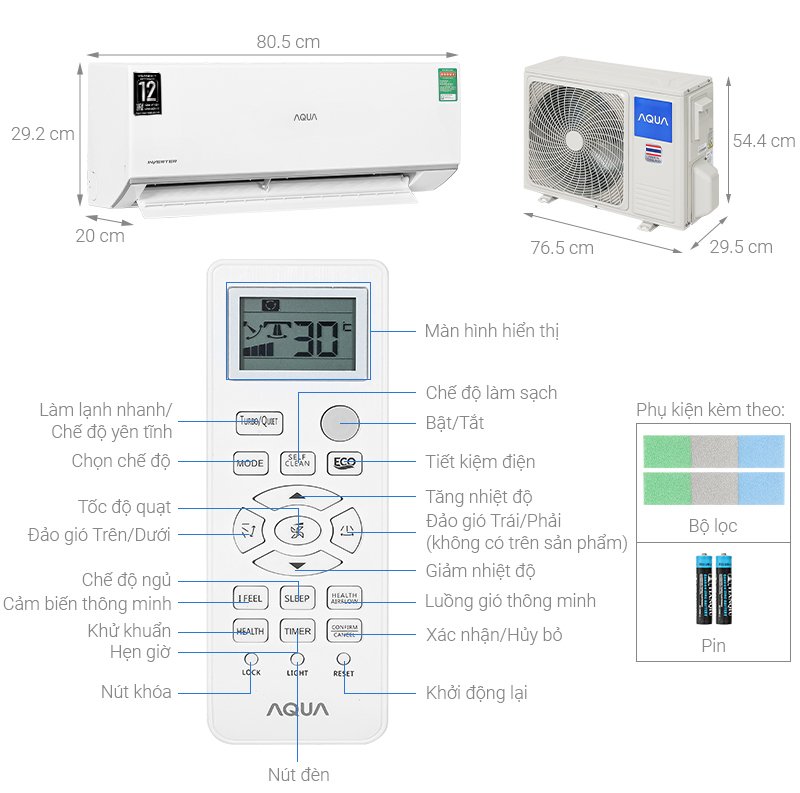 máy lạnh aqua inverter 1.5 hp aqa-ruv13rb2