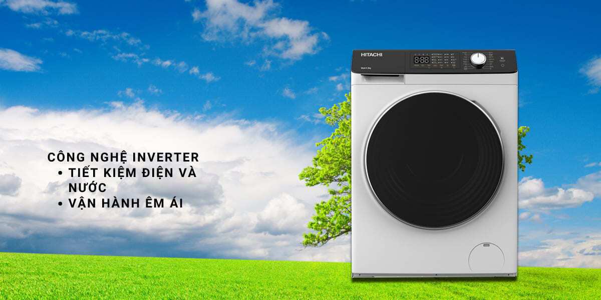 máy giặt hitachi inverter 9.5 kg bd-954hvow