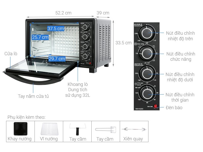 lò nướng panasonic nb-h3203kra 32 lít