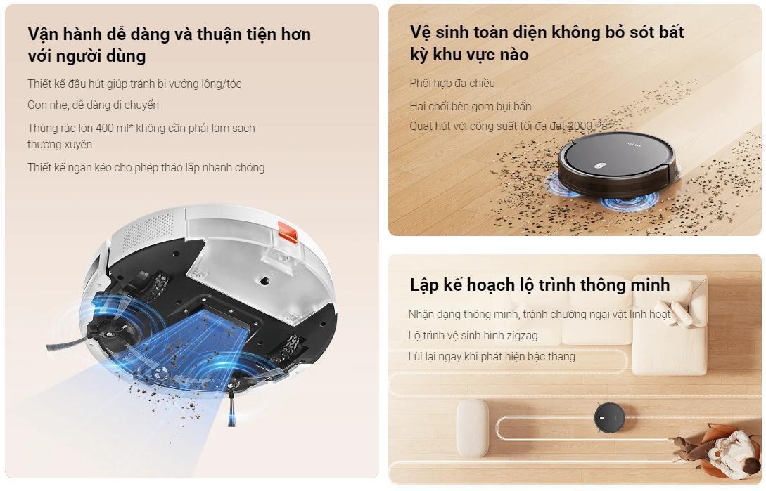 robot hút bụi lau nhà xiaomi vacuum e5 màu trắng