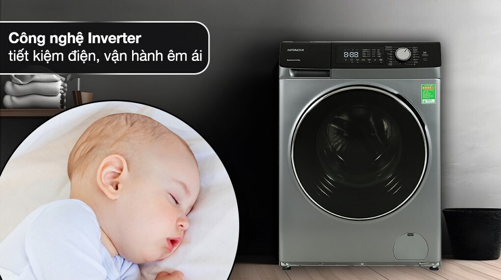 máy giặt hitachi inverter 10.5 kg bd-1054hvos