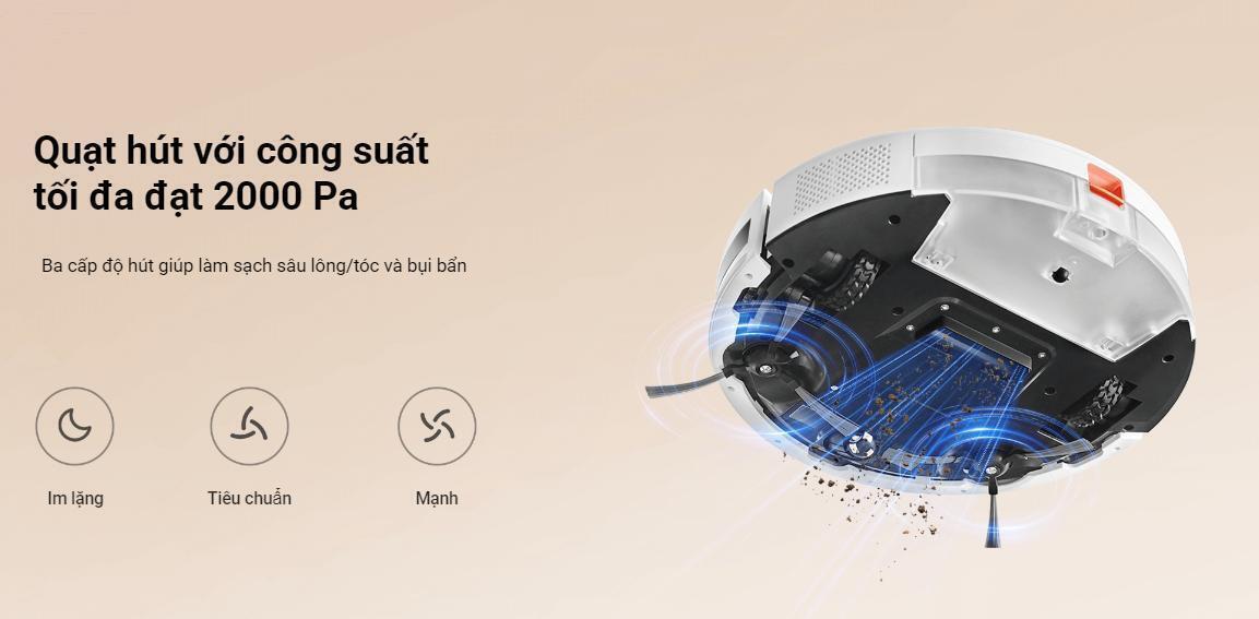 robot hút bụi lau nhà xiaomi vacuum e5 màu trắng