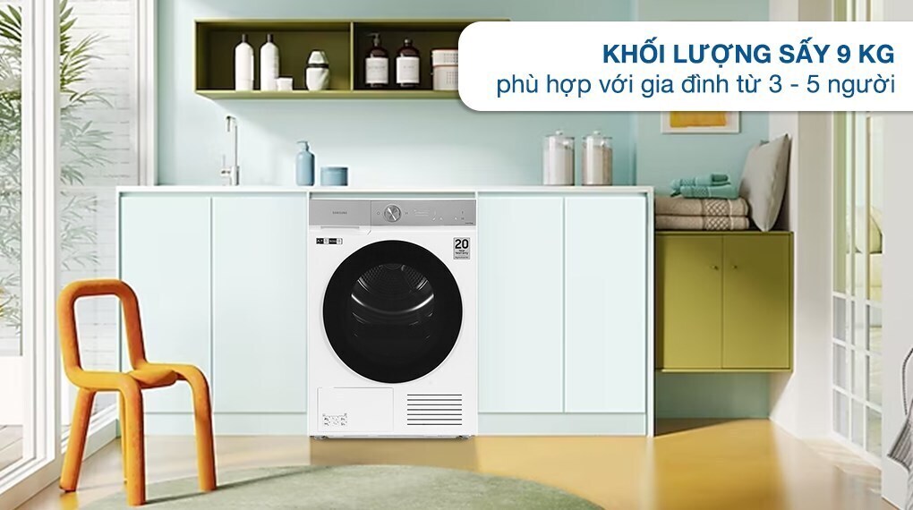 máy sấy bơm nhiệt samsung bespoke ai 9 kg dv90bb9440gh/sv