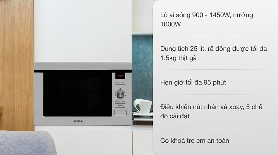 lò vi sóng kết hợp nướng âm tủ hafele hm-b38d 538.31.200