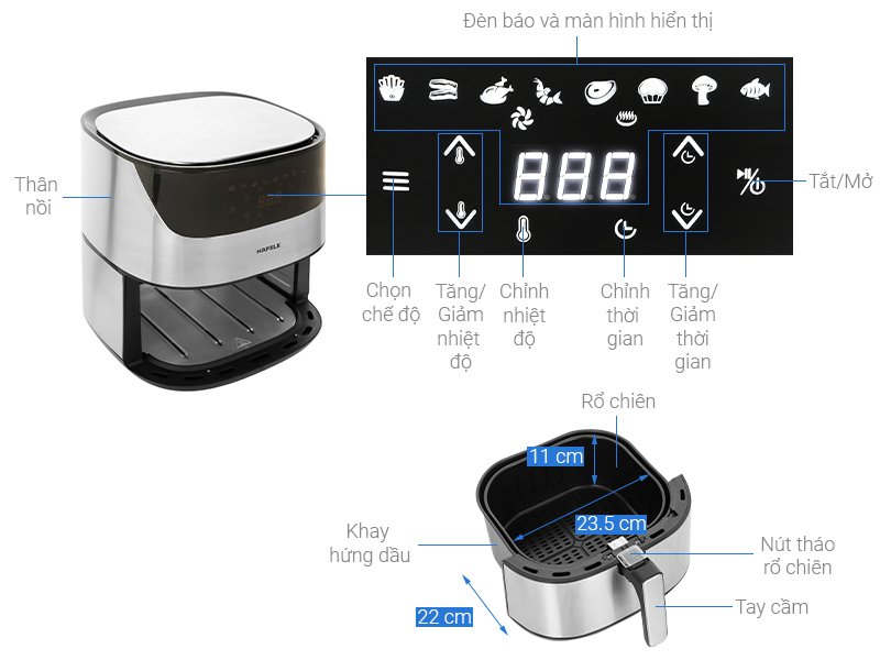 nồi chiên không dầu hafele af-t5a (535.43.712) 5 lít
