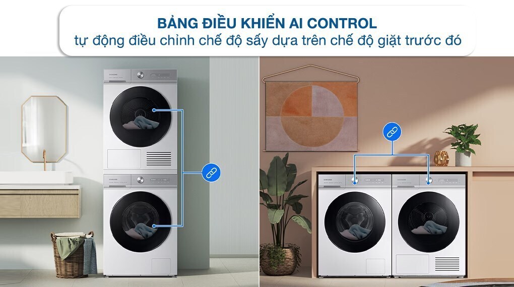 máy sấy bơm nhiệt samsung bespoke ai 9 kg dv90bb9440gh/sv